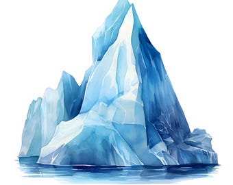 Watercolor Iceberg Clipart: Arctic Mountains, Printable JPGs (Commercial Use)