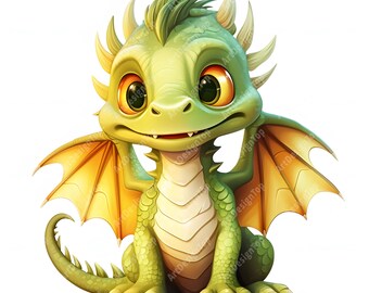 Dragon Baby Clipart, Cute Dragon Images, 10 Watercolor Clip Art, Printable JPGs, Instant Download, Commercial Use, Paper craft