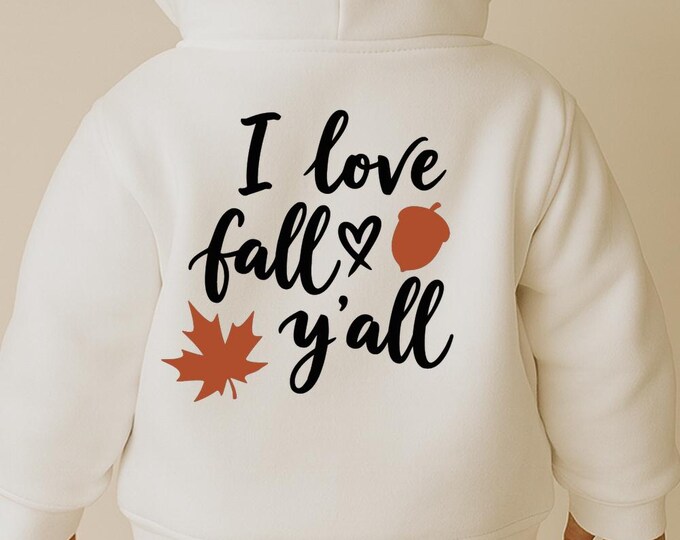 I Love Fall Y’all SVG, Autumn Quote T-Shirt Print, Acorn and Leaf DXF PNG Cutting File for Cricut Silhouette