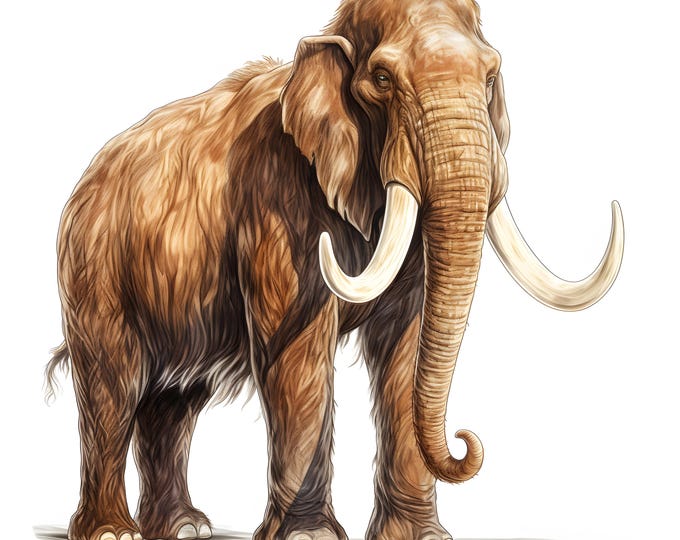 Mammoth Clipart, Stone Age Animal Images, 10 Watercolor Clip Art, Printable JPGs, Instant Download, Commercial Use, Paper craft