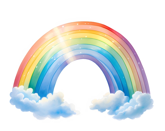 Rainbow Clipart, Colored Rainbows Images, 10 Watercolor Clip Art, Printable JPGs, Instant Download, Commercial Use, Paper craft