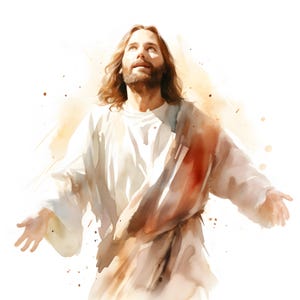 Imágenes prediseñadas de Jesús resucitado, imágenes de Jesucristo, 10 imágenes prediseñadas de acuarela, archivos JPG imprimibles, descarga instantánea, uso comercial, manualidades de papel