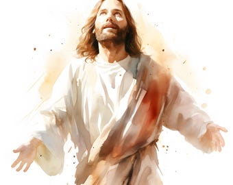 Jesus Christ Watercolor Clipart: Risen Savior Images (JPG Digital Download)