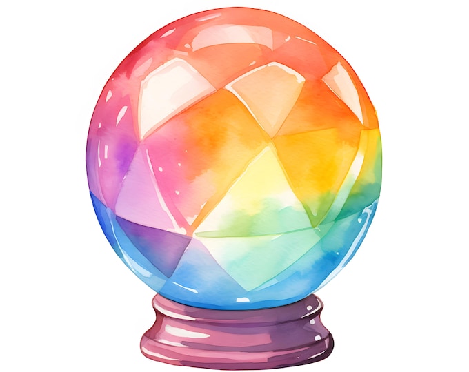 Crystal Ball Clipart, Magical Globe Images, 10 Watercolor Clip Art, Printable JPGs, Instant Download, Commercial Use, Paper craft