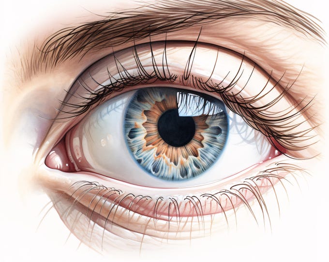 Watercolor Eye Clipart: Vibrant Human Eye Images for Commercial Use (JPGs, Digital Download)