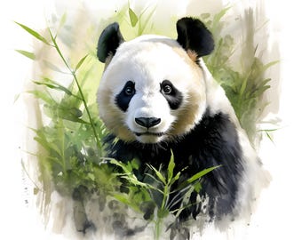Panda Clipart, Cute Panda Images, 10 Watercolor Clip Art, Printable JPGs, Instant Download, Commercial Use, Paper craft