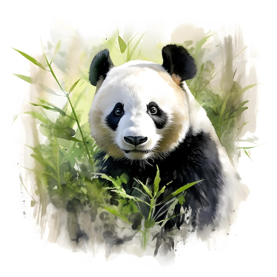 Panda Clipart, Cute Panda Images, 10 Watercolor Clip Art, Printable JPGs, Instant Download, Commercial Use, Paper craft