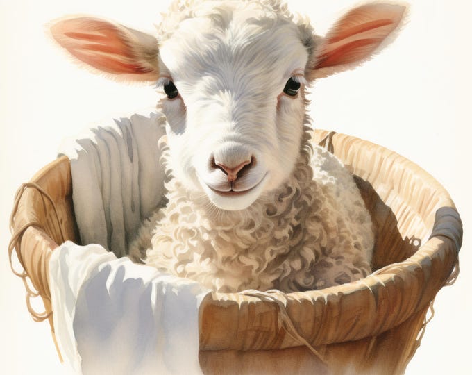 Baby Lamb Clipart, Farm Animal Nursery Images, 10 Watercolor Clip Art, Printable JPGs, Instant Download, Commercial Use, Paper craft