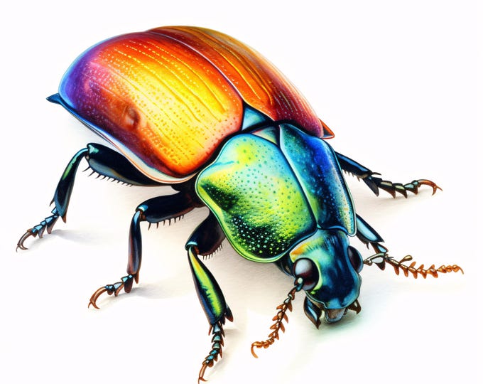 Rhinoceros Beetle Clipart, Exotic Insect Images, 10 Watercolor Clip Art, Printable JPGs, Instant Download, Commercial Use, Paper craft