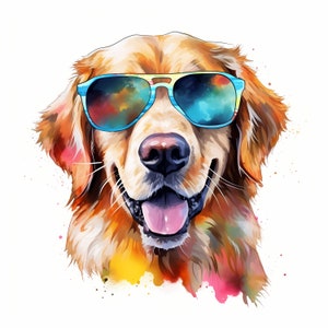 Golden Retriever Clipart, cooler Hund, Retriever Bilder, 10 Aquarell Clip Art, druckbare JPGs, Sofortiger Download, kommerzielle Nutzung, Papiermodell