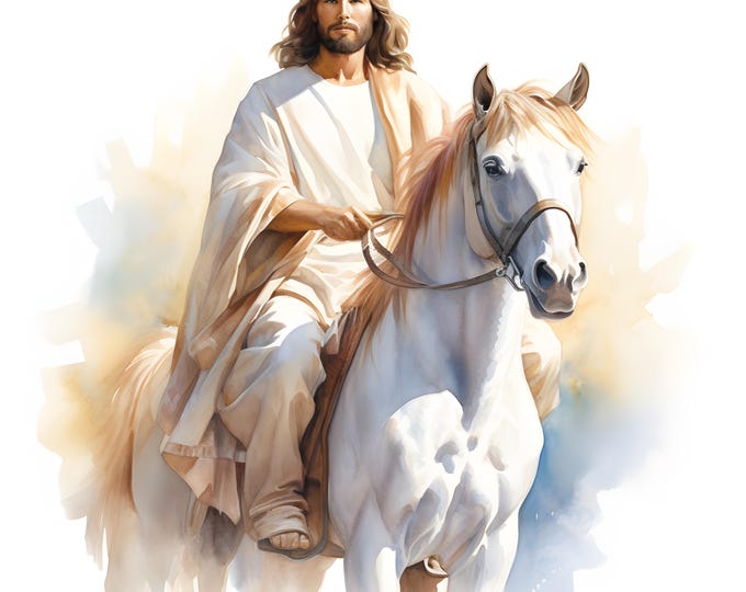 Jesus Christ Clipart, Jesus On Horse Images, 10 Watercolor Clip Art, Printable JPGs, Instant Download, Commercial Use, Paper craft