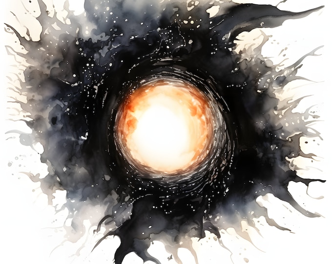 Black Hole Clipart, Cosmic Black Hole Images, 10 Watercolor Clip Art, Printable JPGs, Instant Download, Commercial Use, Paper craft