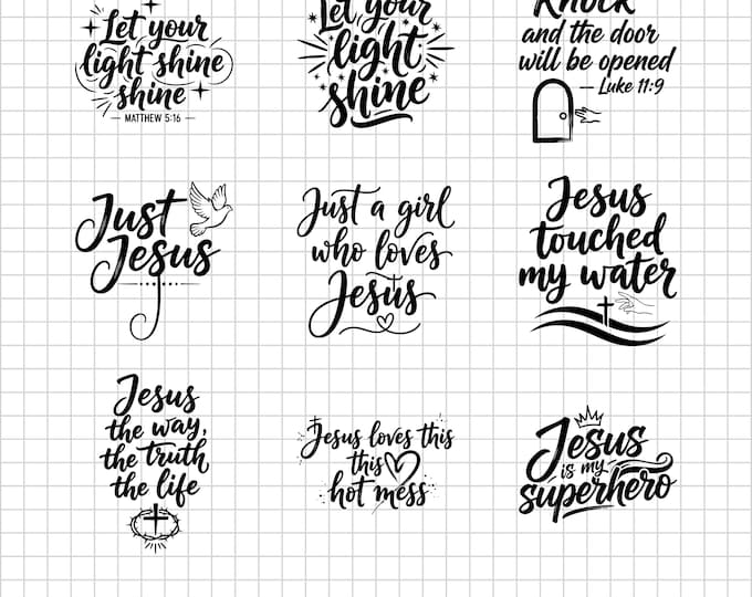 Mega Christian SVG Bundle Vol.6 | Jesus Quotes Bible Verses | Religious Scripture Christian Faith Inspirational Cut Files Cricut DXF