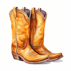 Imágenes de botas de vaquero, imágenes de botas de vaquera, 10 imágenes prediseñadas de acuarela, archivos JPG imprimibles, descarga instantánea, uso comercial, manualidades de papel