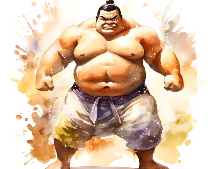 Sumo Clipart, Sumo Wrestlers Images, 10 Watercolor Clip Art, Printable JPGs, Instant Download, Commercial Use, Paper craft