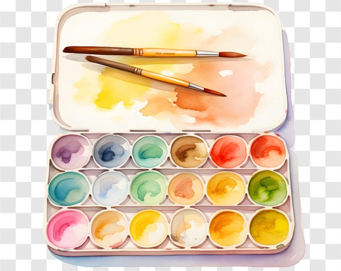 10 PNG Painting Palette, Paint Palette Clipart, Watercolor Clip Art, Instant Download, Commercial Use, Paper craft