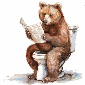 Beer clipart, beer op het toilet afbeeldingen, 10 aquarel illustraties, afdrukbare JPG's, Instant Download, Commercieel gebruik, Papercraft