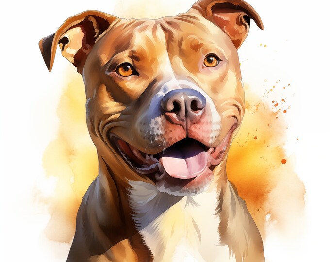 Pitbull Clipart, Pit Bull Dog Images, 10 Watercolor Clip Art, Printable JPGs, Instant Download, Commercial Use, Paper craft