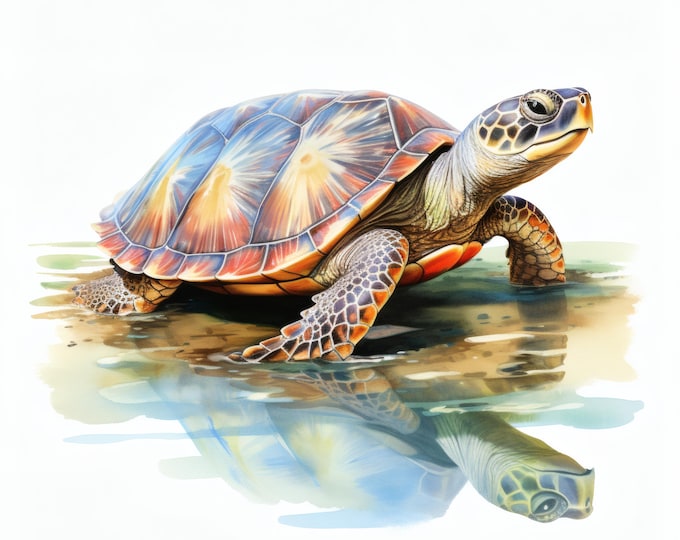 Turtle Clipart, Water Animal Images, 10 Watercolor Clip Art, Printable JPGs, Instant Download, Commercial Use, Paper craft