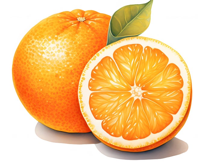 Orange Clipart, Citrus Images, 10 Watercolor Clip Art, Printable JPGs, Instant Download, Commercial Use, Paper craft