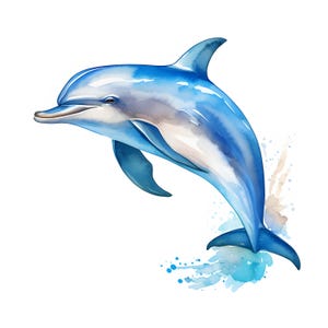Dolphin Clipart, Dolphin Playing Images, 10 Watercolor Clip Art, Printable JPGs, Instant Download, Commercial Use, Paper craft
