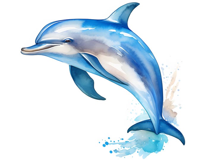 Dolphin Clipart, Dolphin Playing Images, 10 Watercolor Clip Art, Printable JPGs, Instant Download, Commercial Use, Paper craft
