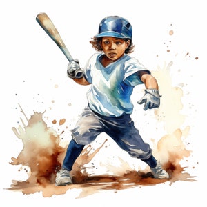 Clipart di baseball per bambini, immagini di baseball, 10 clipart ad acquerello, JPG stampabili, download immediato, uso commerciale, artigianato di carta