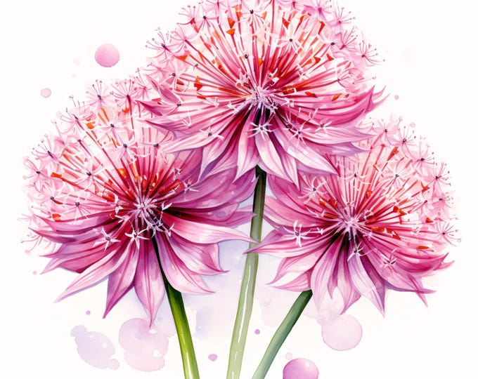 Watercolor Purple Flowers Clipart: Botanical JPG Images (Commercial Use, Instant Download)