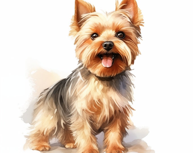 Yorkshire Terrier Clipart, Yorkie Dog Images, 10 Watercolor Clip Art, Printable JPGs, Instant Download, Commercial Use, Paper craft