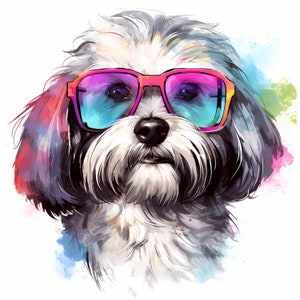 Havanese Clipart, Cool Dog Images, 10 Watercolor Clip Art, Printable JPGs, Instant Download, Commercial Use, Paper craft