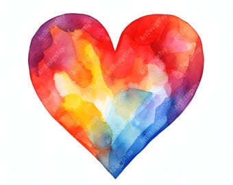 Heart Clipart, Valentine Day Hearts Images, 10 Watercolor Clip Art, Printable JPGs, Instant Download, Commercial Use, Paper craft