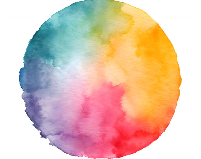 Colored Circle Brush Clipart, Grunge Circle Brushes Images, 10 Watercolor Clip Art, Printable JPGs, Instant Download, Commercial Use