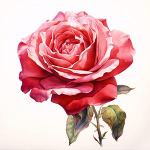 Red Rose Clipart: 10 Watercolor Flower JPGs for Commercial Use (Instant Download)