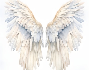 Angel Wings Clipart, Halo, Heaven Images, 10 aquarel illustraties, afdrukbare JPG&#39;s, Instant Download, Commercieel gebruik, Papercraft