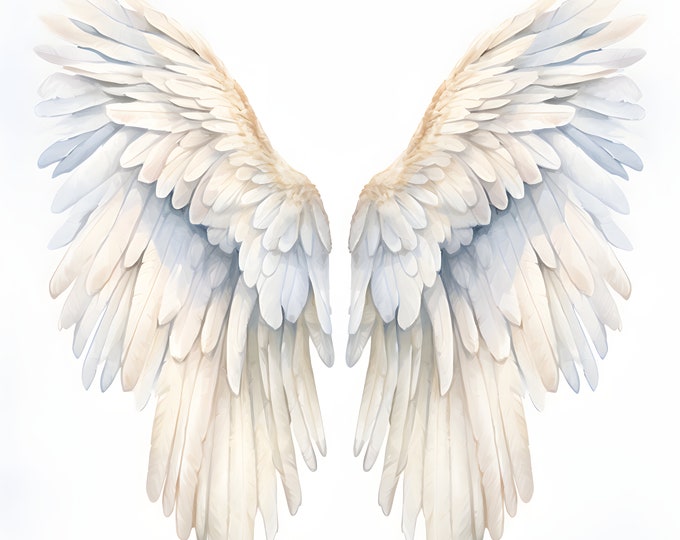 Angel Wings Clipart, Halo, Heaven Images, 10 Watercolor Clip Art, Printable JPGs, Instant Download, Commercial Use, Paper craft