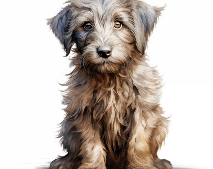 Bergamasco Shepherd Dog Clipart, Puppy Dog Images, 10 Watercolor Clip Art, Printable JPGs, Instant Download, Commercial Use, Paper craft