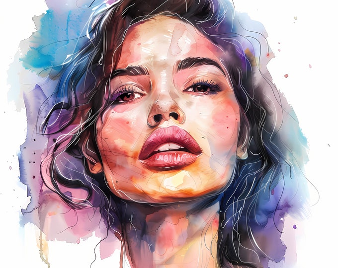 Woman Expressive Face Clipart, Beautiful Women Images, 10 Watercolor Clip Art, Printable JPGs, Instant Download, Commercial Use, Paper craft