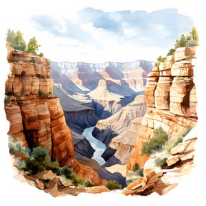 Grand Canyon Clipart, Canyon Landscape Images, 10 Watercolor Clip Art ...