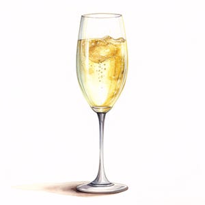 Watercolor Champagne Glass Clipart: Celebration Drink Images (JPGs, Commercial Use, Digital Download)