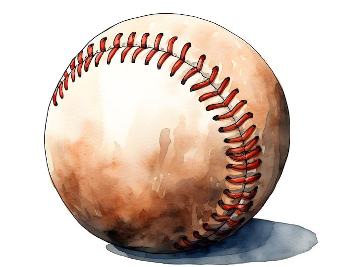 Baseball Ball Clipart, Baseball Images, 10 Watercolor Clip Art, Printable JPGs, Instant Download, Commercial Use, Paper craft