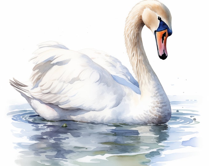 Swan Clipart, Adorable Swan Images, 15 Watercolor Clip Art, Printable JPGs, Instant Download, Commercial Use, Paper craft