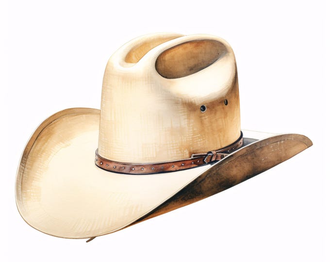 Cowboy Hat Clipart, Western Rodeo Images, 10 Watercolor Clip Art, Printable JPGs, Instant Download, Commercial Use, Paper Craft