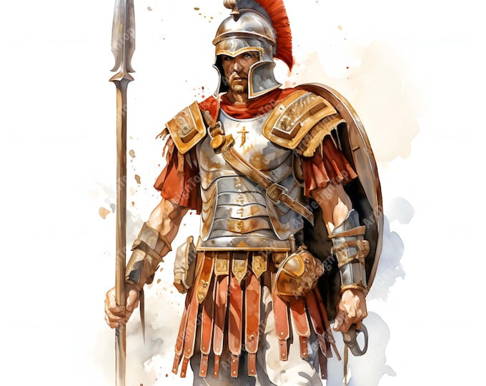 Centurion Clipart, Roman Soldier Images, 10 Watercolor Clip Art, Printable JPGs, Instant Download, Commercial Use, Paper craft