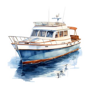 Yacht Clipart, Ship Boat Images, 10 Watercolor Clip Art, Printable JPGs, Instant Download, Commercial Use, Paper craft