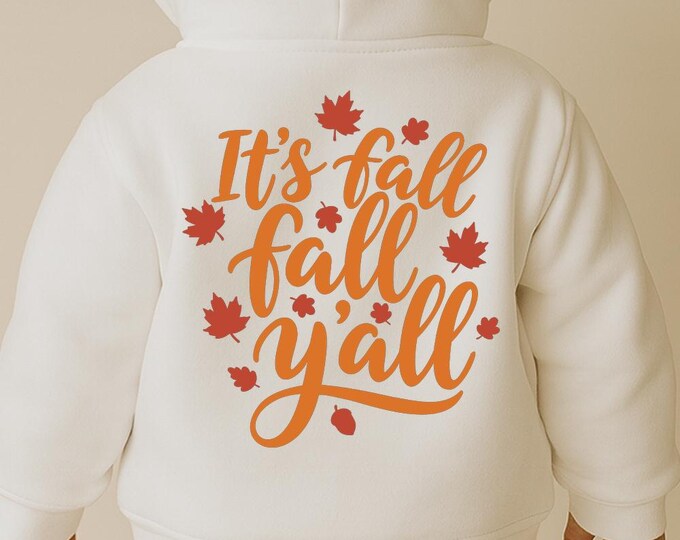 It’s Fall Y’all SVG, Autumn Quote DXF PNG Cut File, Fall Season Leaves T-Shirt Print Design for Cricut Silhouette Projects