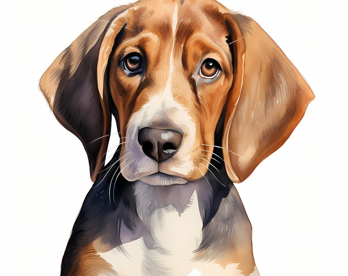 Foxhound Dog Clipart, Puppy Dog Images, 10 Watercolor Clip Art, Printable JPGs, Instant Download, Commercial Use, Paper craft