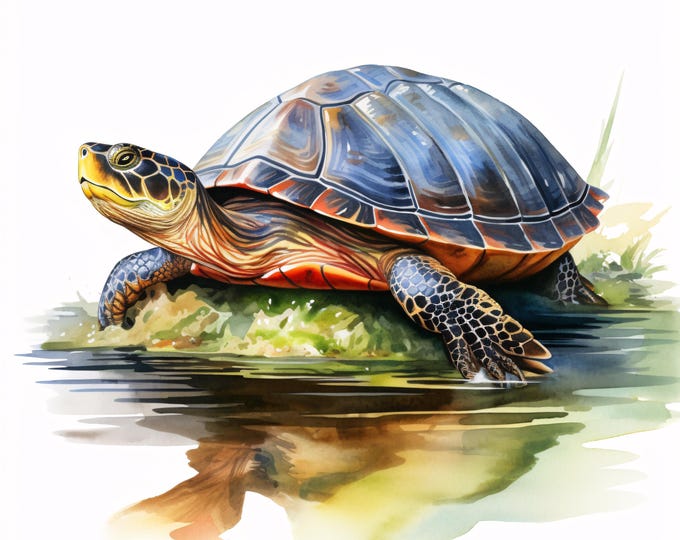 Sea Turtle Clipart, Ocean Animal Images, 10 Watercolor Clip Art, Printable JPGs, Instant Download, Marine Paper Craft