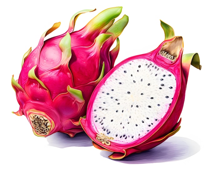 Dragon Fruit Clipart, Pitaya Images, 10 Watercolor Clip Art, Printable JPGs, Instant Download, Commercial Use, Paper craft