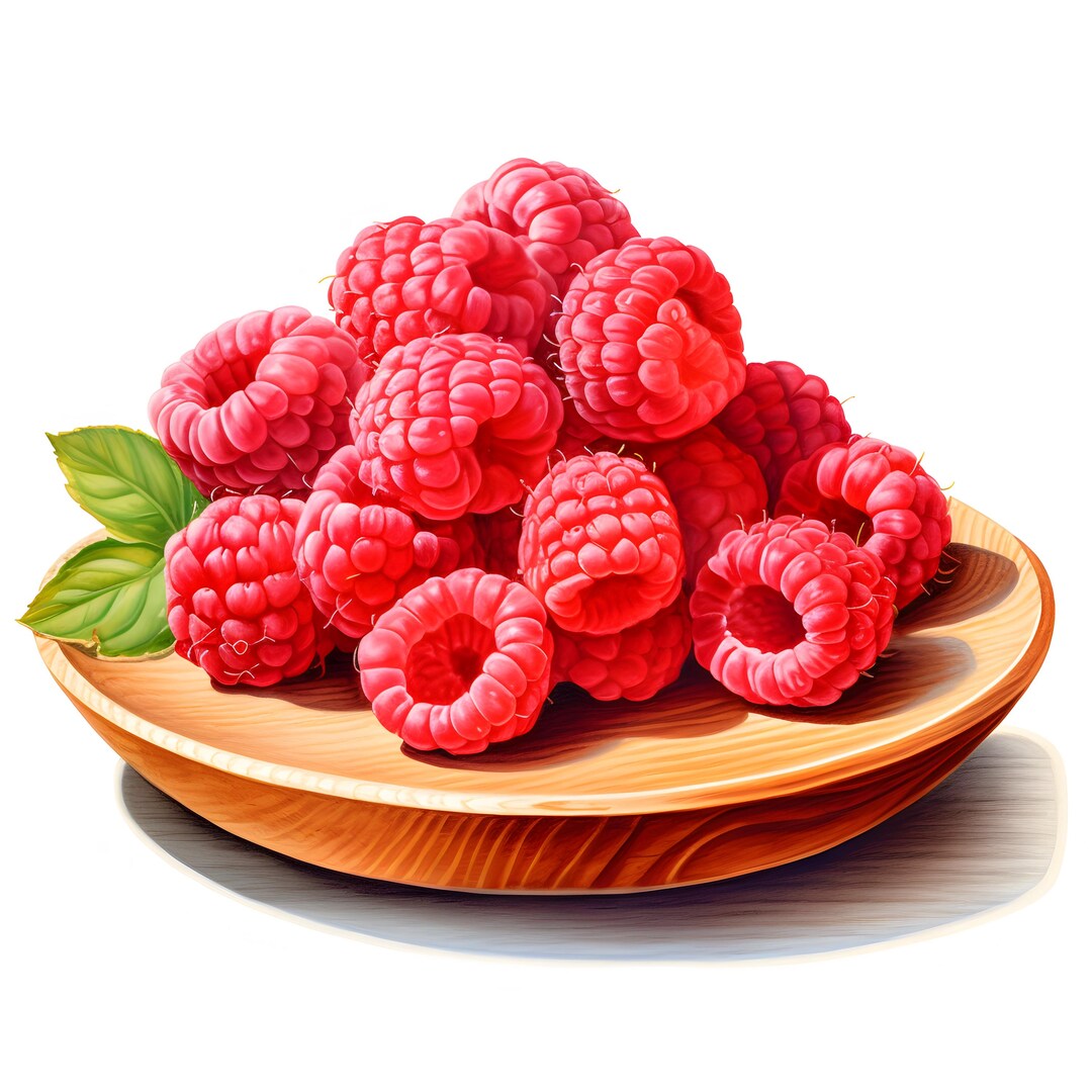 Raspberries Clipart, Raspberries on Plate Images, 10 Watercolor Clip ...