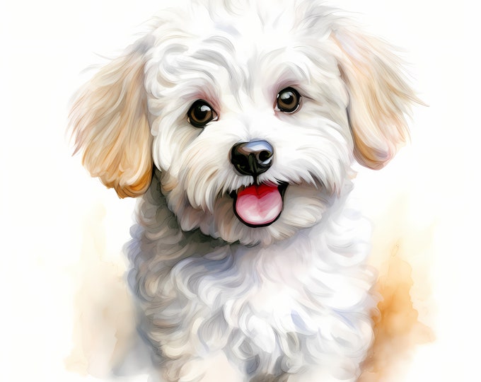 Bichon Frise Clipart, Puppy Dog Images, 10 Watercolor Clip Art, Printable JPGs, Instant Download, Commercial Use, Paper craft